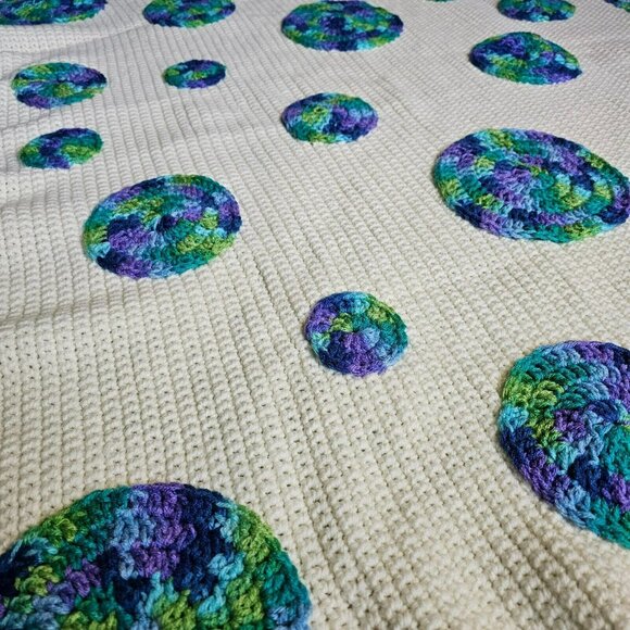Handmade Granny Square Circles Crochet Afghan Baby Lap Blanket Throw 32x42" - Picture 4 of 7